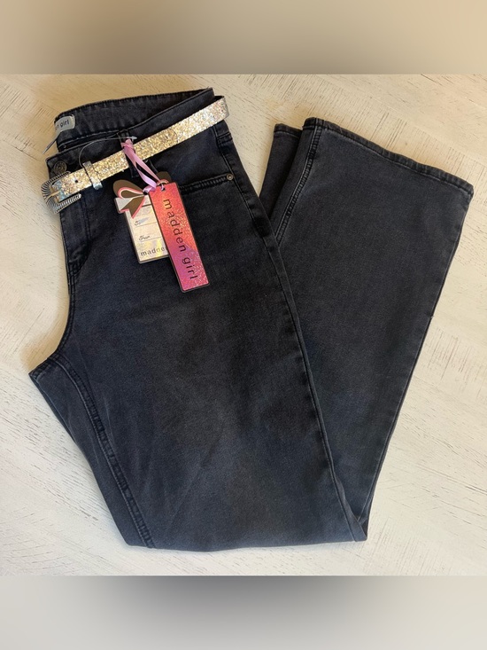 Madden Girl Other - Madden Girl Washed Black Mid-Rise Flare Jeans with Sparkle Belt